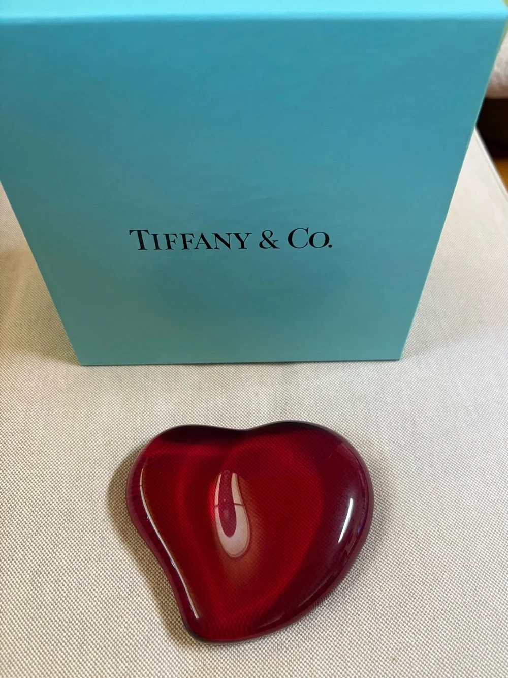 Tiffany & Co. Scarlet Red Crystal Paperweight Designed by Elsa Peretti
